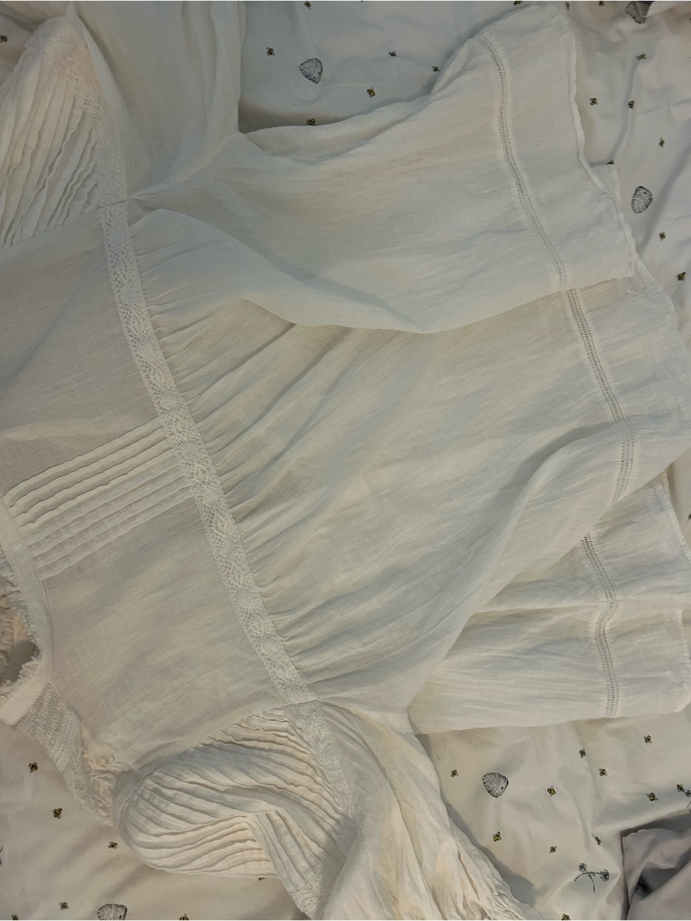 Zara Delicate Lace-Trim Button Front Blouse in Ivory - Picture 5 of 10